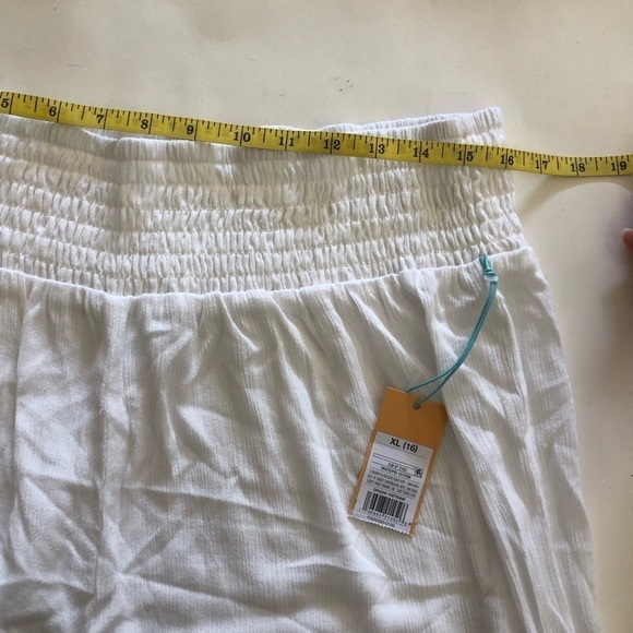 Kona Sol Women's White Smocked Waist Side Slit Gauzy Cover Up Pants Size XL 16 - Picture 9 of 12
